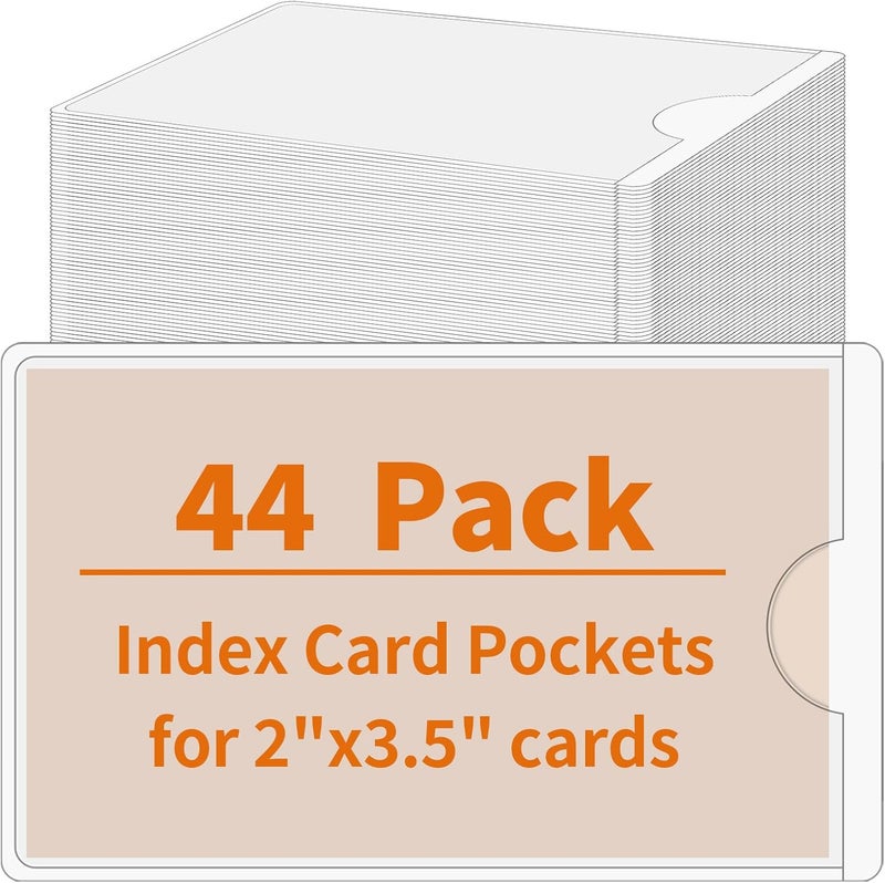 YEESON 44 Pack Adhesive Pockets, Bin Labels for Storage Bins, Clear Label Holder, Index Card Holder 2x3.5 Inches, Plastic Storage Tote Labels for Organizing Bins Box Drawer - Image 1